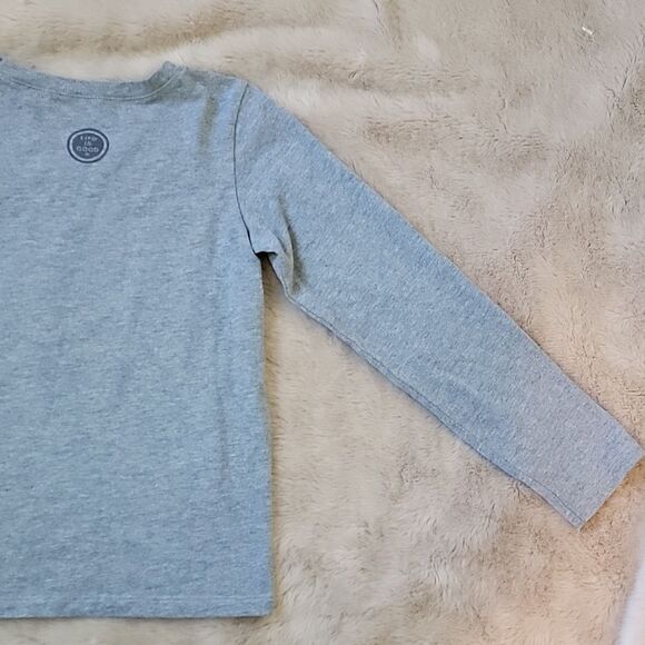 LIFE IS GOOD GRAY LONG-SLEEVE SANTA "LIFE IS MERRY GOOD" T-SHIRT, SIZE 7-8 - Picture 7 of 7